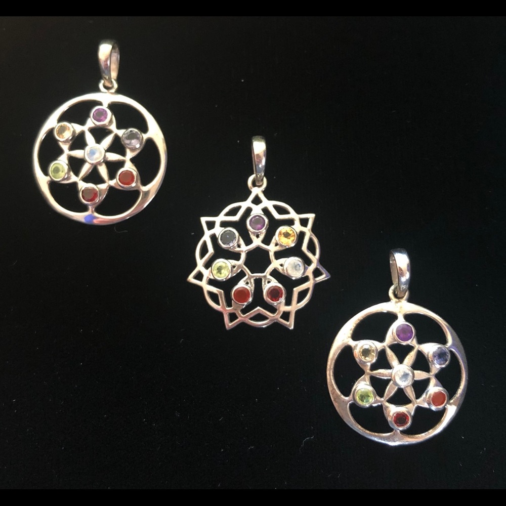 Sterling Silver Faceted Crystal Chakra Pendants
